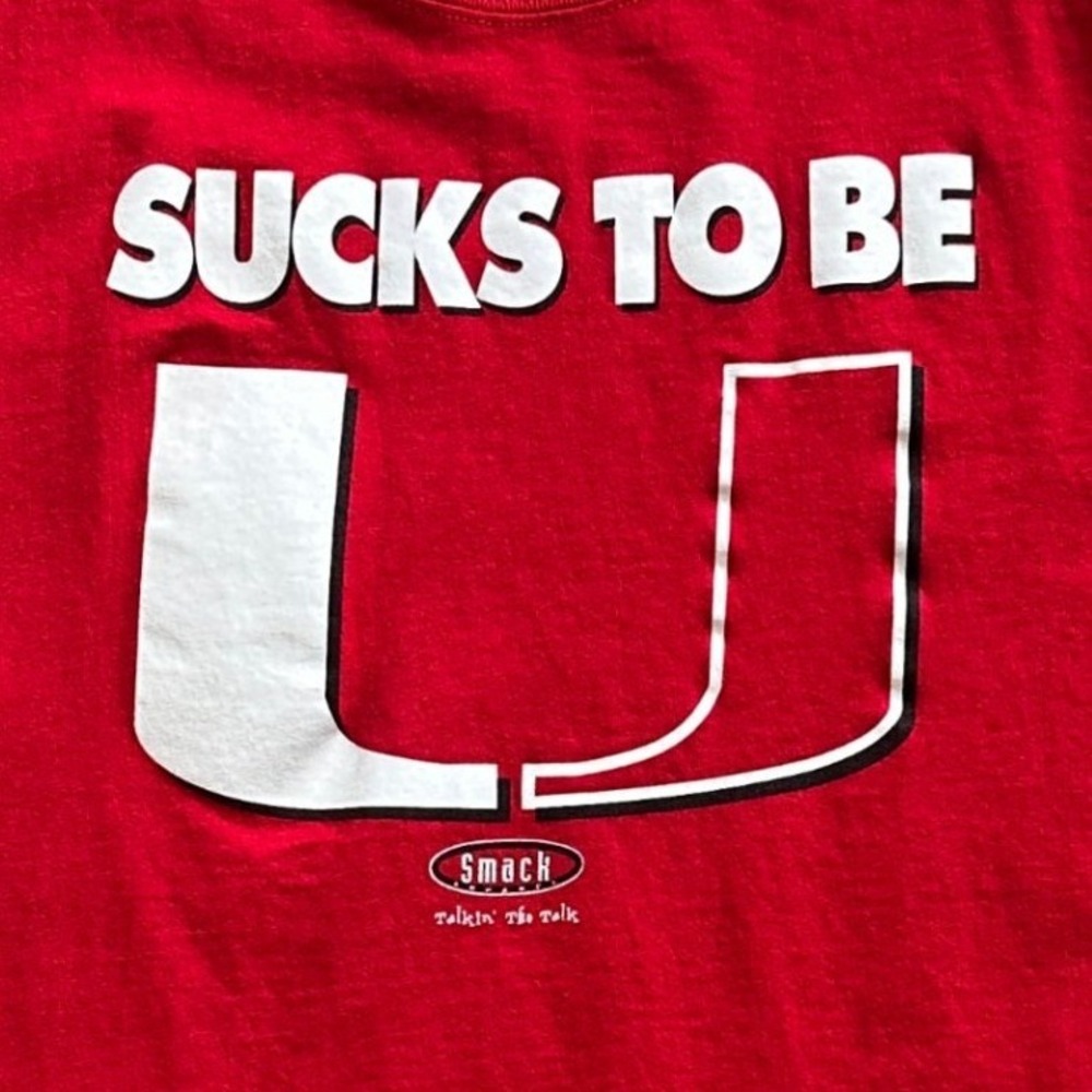 Smack Apparel Sucks To Be U Anti-Miami Hurricanes Rivalry Graphic T-Shirt Red XL